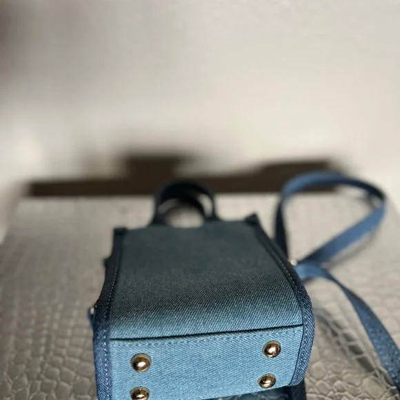 House of Rehab Fashion made me do it Micro shopper Blue Denim Tote Bag - Picture 10 of 16